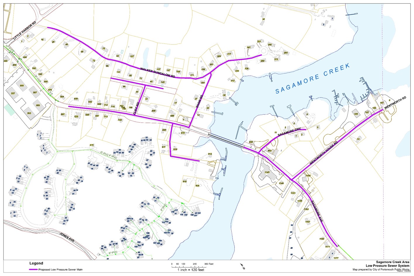 Sagamore Ave. sewer extension project map.